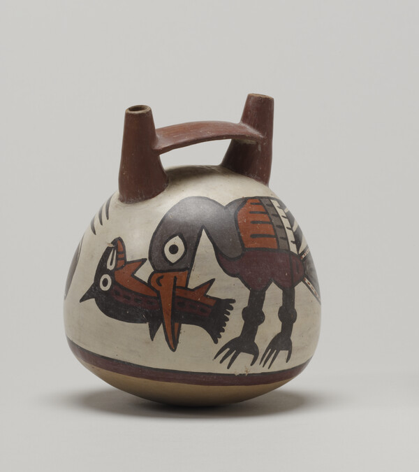 Alternate image #2 of (Forgery) Double Spouted Vessel depicting a Bird with a Fish in its Mouth