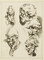 Alternate image #2 of Study of Five Heads, from Receuil de différents caractères des testes dessinées d'apres la Colonne Trajane (Study of Different Types of Heads Designed after the Column of Trajan)