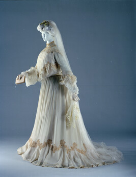 Beige Silk Wedding Dress and Accessories