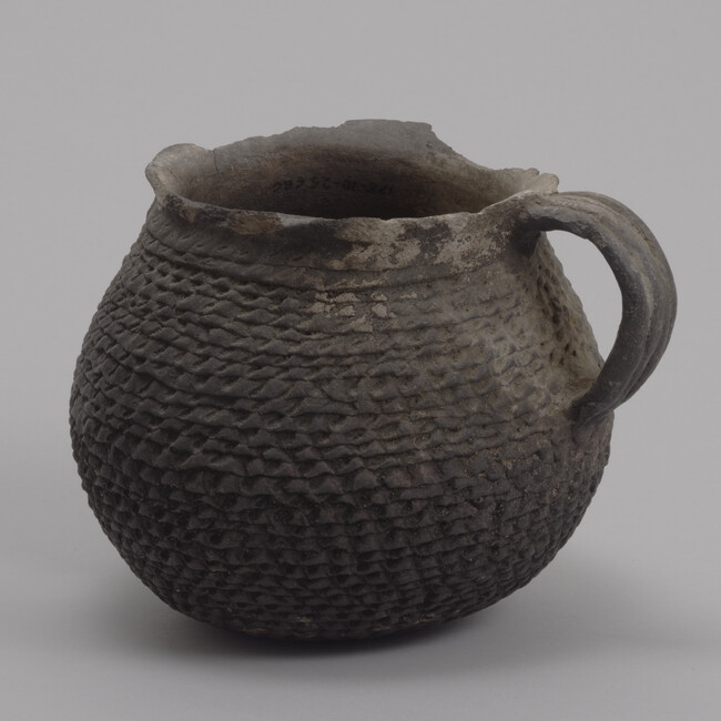 Jug with Handle, corrugated Gray ware