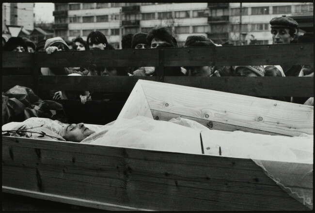Alternate image #3 of Crowd Observes Dead Body in Open Casket, Romania