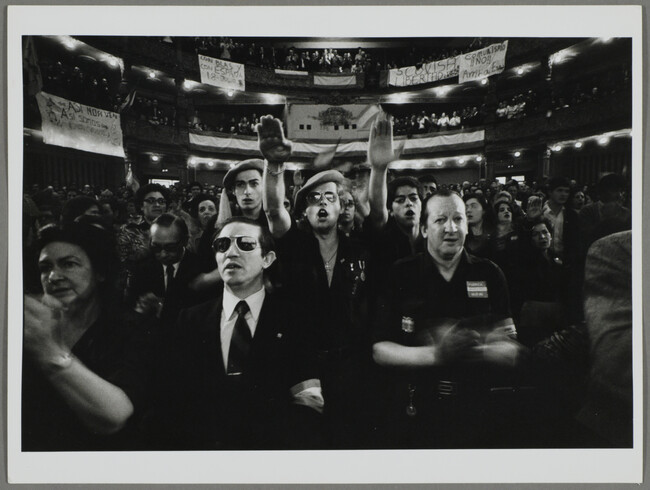 Alternate image #2 of Chanting and Saluting, the Supporters of Blas Pinar Jammed a Bilbao Cinema during a Recent Meeting of the group Fuerza Nueva, Bilbao, Spain