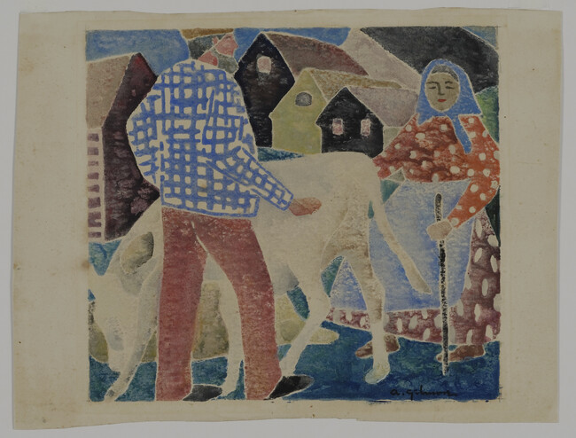 Alternate image #1 of Untitled (Two Figures with Cow, Provincetown ; Provincetown Scene with Couple and Cow)
