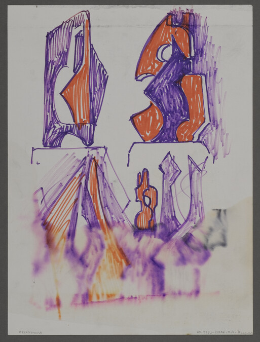Alternate image #1 of Studies of Abstracted Figures and Non-Objective Forms [Drawings on obverse and reverse]