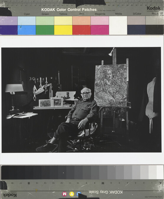 Alternate image #1 of Ivan Albright in his Studio with his painting 