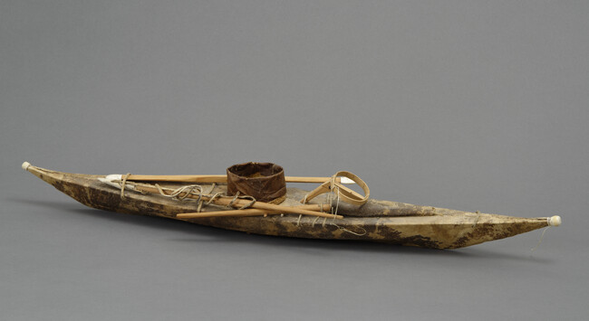 Alternate image #1 of Souvenir Kayak Model with Harpoon, Lance and Line Coiler