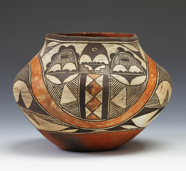 Alternate image #1 of Olla (Water Jar), Depicting Rainbow Arching over Crosshatched Elements