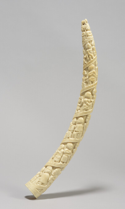 Ivory Tusk Carved with Frieze of Figures