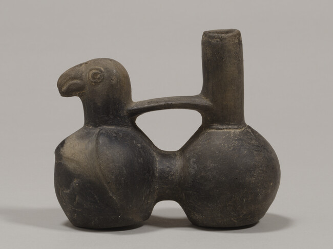 Double Vessel with one spout in the form of a Bird's Head