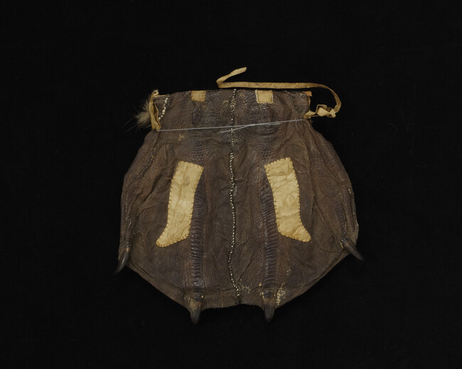 Alternate image #1 of Pouch Made from Bird's Feet, Decorated with Dance Gloves with Down Trim on the front and a Pair of Boots on the reverse, with a Claw Clasp