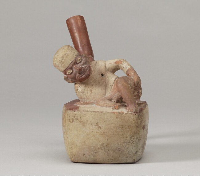 Alternate image #2 of Stirrup-spout Vessel in the form of a Man Applying Treatment to a Rash on his Posterior