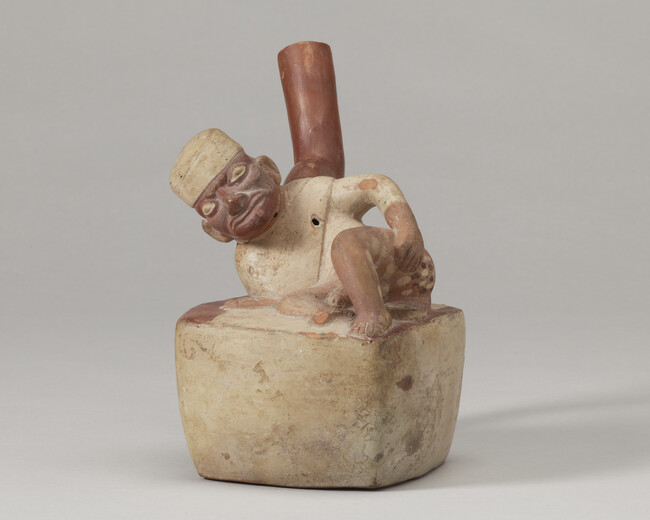 Alternate image #1 of Stirrup-spout Vessel in the form of a Man Applying Treatment to a Rash on his Posterior