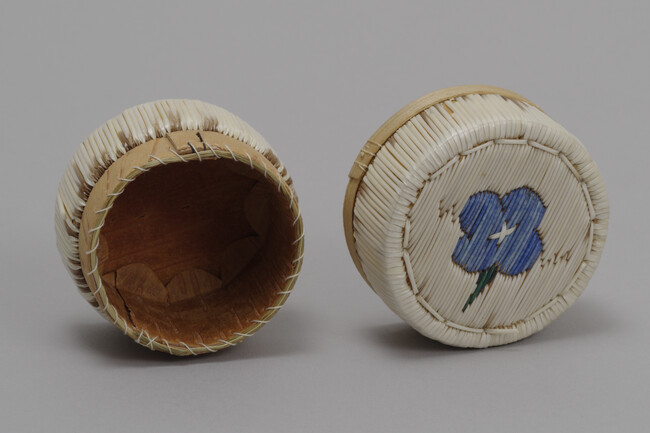 Alternate image #1 of Round Birch Bark and Quill Box with a Cover