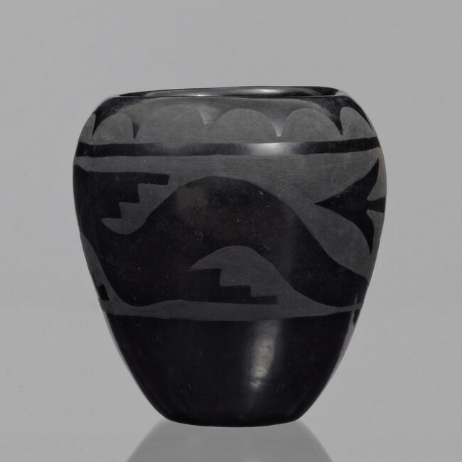 Alternate image #2 of Burnished Black Jar with Avanyu / Water Serpent Design