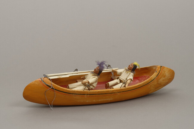 Alternate image #1 of Model of Two Wendat Men in a Canoe
