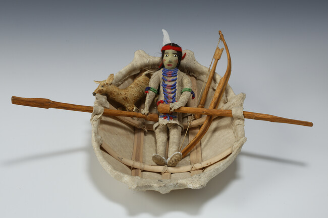 Alternate image #1 of Hunter with a Bow and Arrow and Deer in a Bull Boat