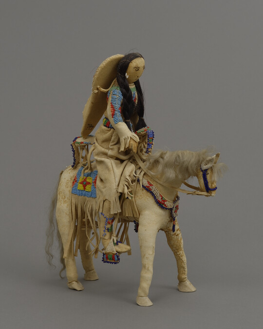 Alternate image #2 of Doll representing a Shoshone Woman on a Horse with a Child in a Cradleboard