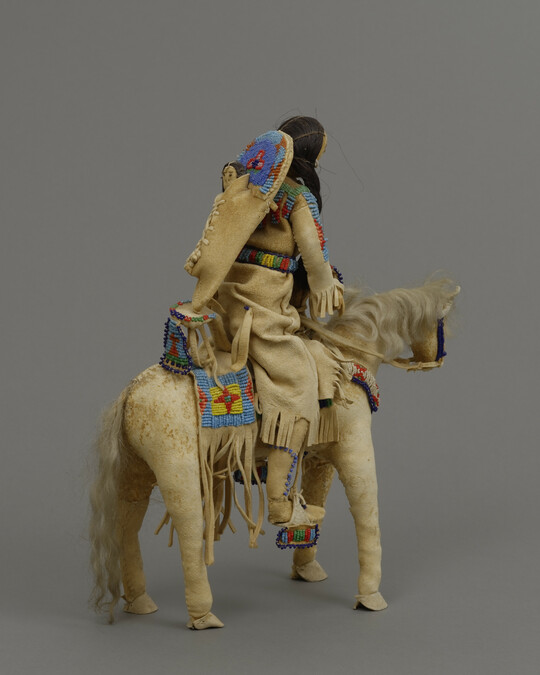 Alternate image #1 of Doll representing a Shoshone Woman on a Horse with a Child in a Cradleboard