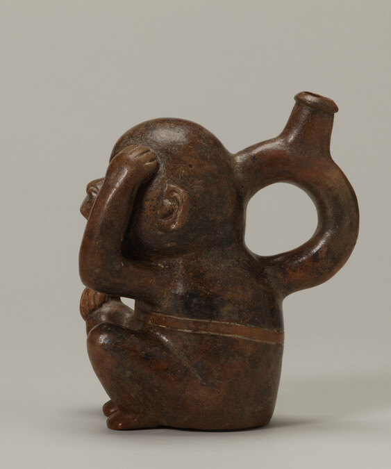 Alternate image #1 of Stirrup-Spout Vessel in the form of a Seated Monkey