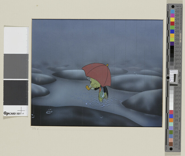 Alternate image #1 of I'll Go (Jiminy Cricket in a Rain Puddle) (production celluloid for Pinocchio, no. 103)