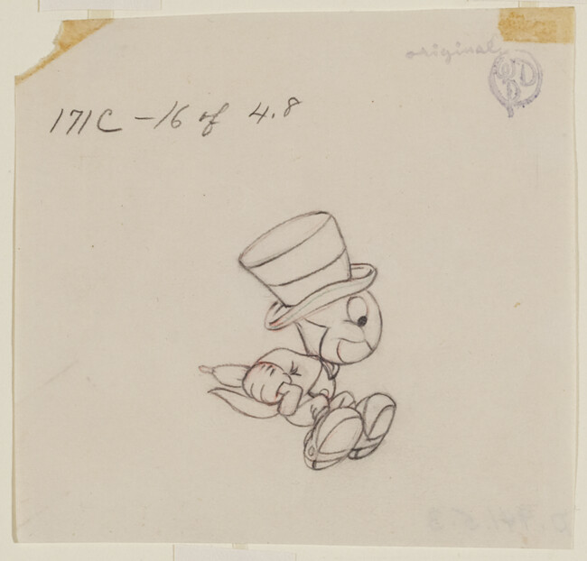 Alternate image #2 of Jiminy Cricket (preliminary drawing for Pinocchio)