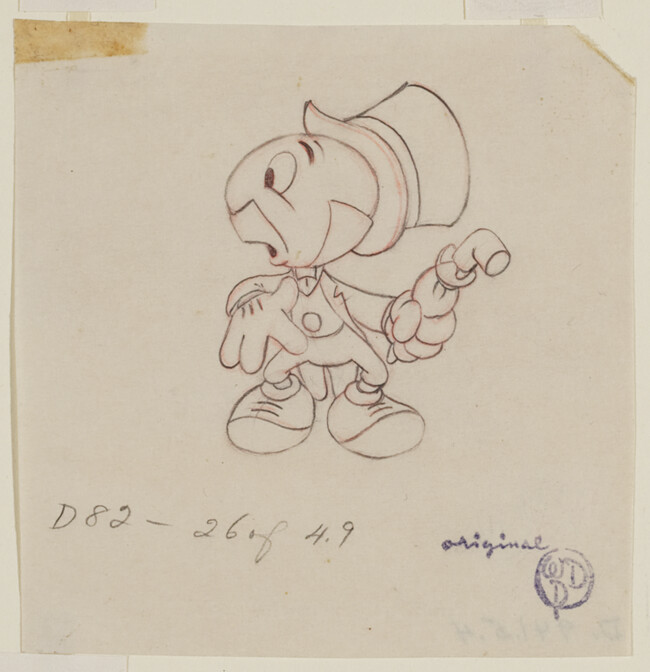 Alternate image #2 of Jiminy Cricket (preliminary drawing for Pinocchio)