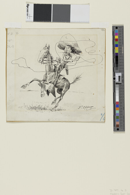 Alternate image #1 of Untitled.  (Cowboy on a Pony, with a Lasso)