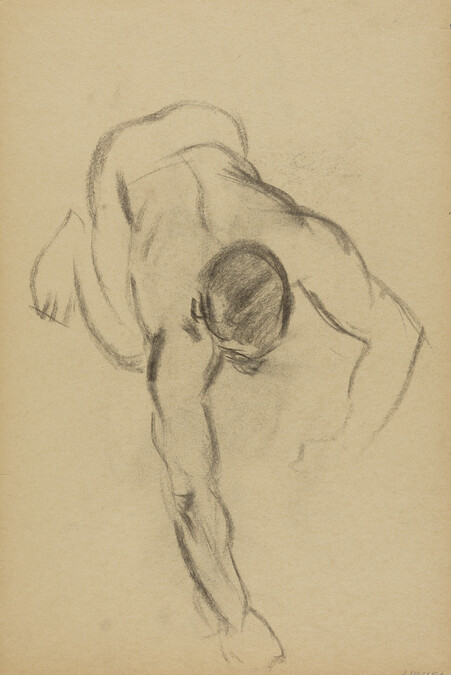 Alternate image #3 of Untitled, Dog Lying Down (obverse);  Untitled, Male Nude on Knees, Bent Forward (reverse)
