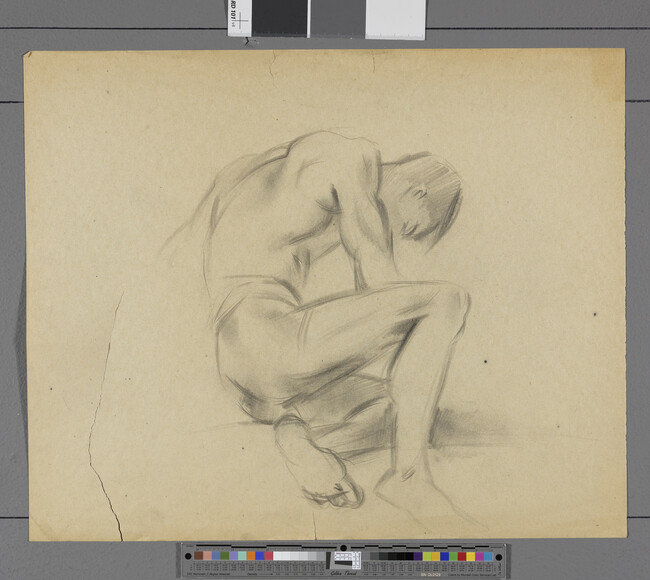 Alternate image #1 of Untitled (Nude Male Figure Sitting and Leaning to left)