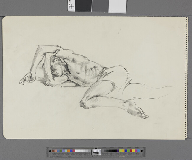 Alternate image #1 of Untitled (Male Figure Lying on Side with Arms Overhead)