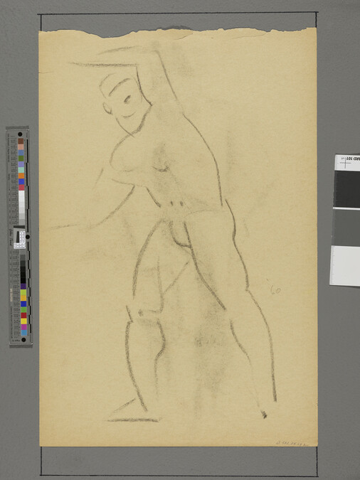 Alternate image #3 of Untitled, Standing Male Nude Leaning Left (obverse); Untitled, Woman with Pole (reverse)