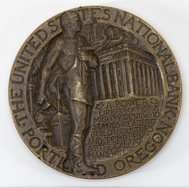Alternate image #1 of Faith in Man and his Works (obverse); United States National Bank of Porttand, Oregon (reverse)