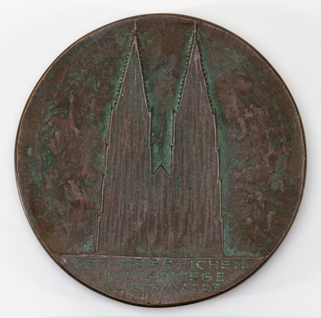 Alternate image #1 of Deutsche Kampfspiele (German National Games); Men Wrestling (obverse); Cologne Cathedral (reverse)