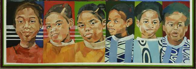 Alternate image #2 of Betty Shabazz, panel five from The Temple Murals: The Life of Malcolm X