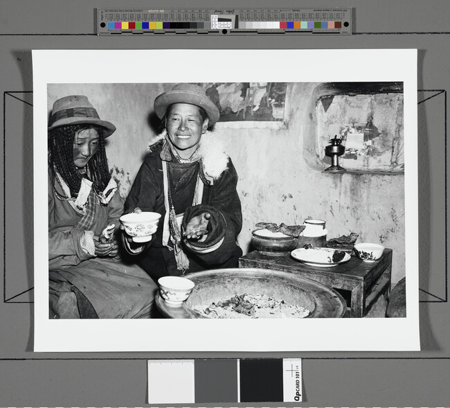 Alternate image #1 of Chinese mountain-woman at home with her children (left panel of panorama)