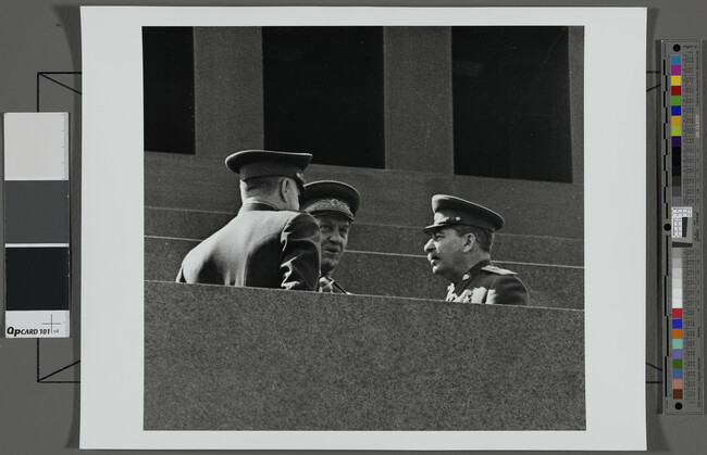 Alternate image #1 of Stalin Confers with Generals atop Lenin Mausoleum