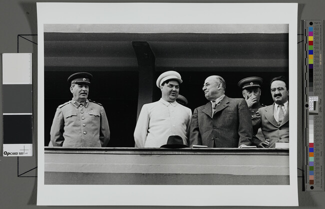 Alternate image #1 of Stalin, Malenkov, Beria and Mikoyan at the Dynamo Stadium, Moscow