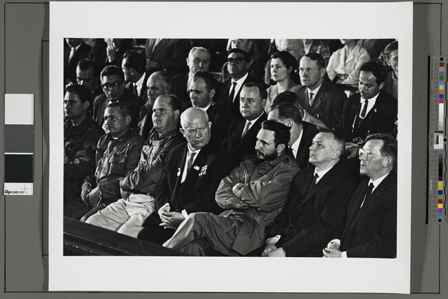 Alternate image #1 of Khrushchev and Castro Enjoying Sports Spectacle, Moscow