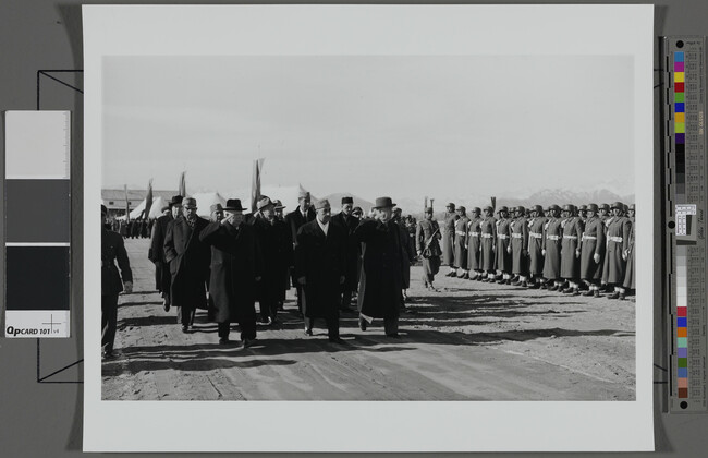 Alternate image #1 of Khrushchev and Bulganin Reviewing Troops with the Afghan P. M. , Kabul, Afghanistan (left panel of panorama)