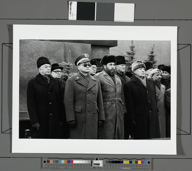 Alternate image #1 of Foreign Dignitaries Paying Respects at Brezhnev's Funeral (including General Jaruzelski of Poland, Fidel Castro, and Yassir Arafat)