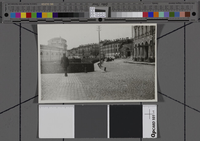 Alternate image #1 of Street scene with man in the foreground, Leningrad