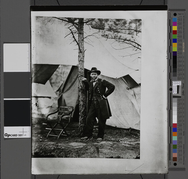 Alternate image #1 of General Ulysses S. Grant (in camp, leaning against tree)