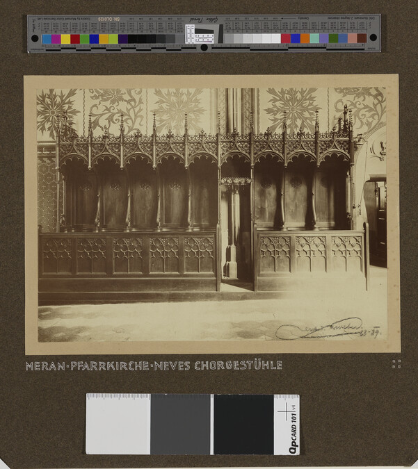 Alternate image #1 of Architectural Drawings and Designs for Monuments: Choir Stalls, Pilgrim Church, Meran