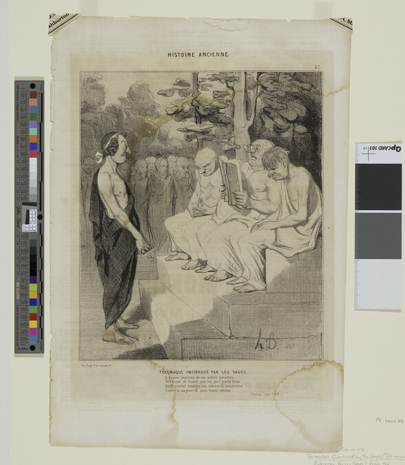 Alternate image #1 of Télémaque Interrogé Par Les Sages (Telemachus Questioned by the Sages), plate 42 from the series Histoire Ancienne (Ancient History) in Le Charivari