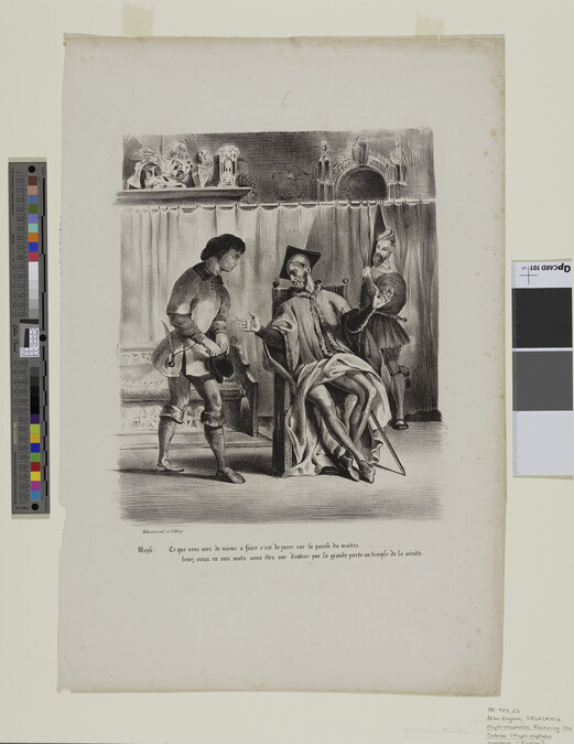 Alternate image #1 of Méphistophélès recevant l'écolier (Mephistopheles Receiving the Student), from Albert Stapfer's French translation of Johann Wolfgang von Goethe’s Faust