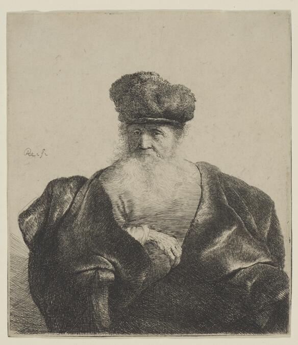 Alternate image #1 of Old Man with Beard, Fur Cap, and Velvet Cloak