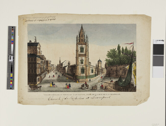 Alternate image #1 of Vue de L'Église St. Nicolas à Liverpool, Prise de la Rue de la Chapelle (Church of St. Nicholas, Liverpool, from Rue de la Chapelle)