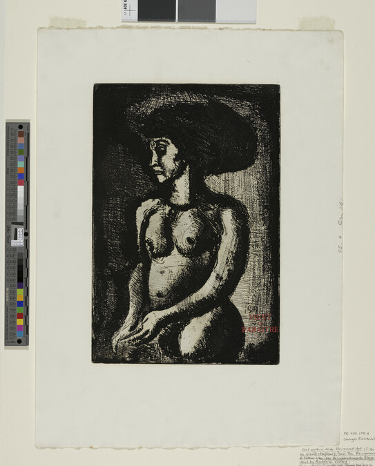 Alternate image #1 of Fille au grand chapeau (Girl with a Wide-Brimmed Hat), from Les Réincarnations du Père Ubu (The Reincarnations of Father Ubu) by Ambroise Vollard; Femme nue, vers la gauche (Nude Woman, From the Left)