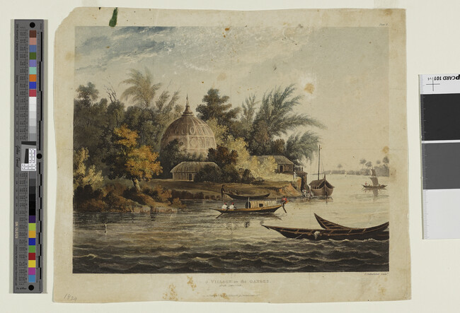 Alternate image #1 of Hindoo Village on the Ganges, near Ambooah from the book, A Picturesque Tour along the Rivers Ganges and Jumna by Lieutenant-Colonel Charles Ramus Forrest (1750-1827)