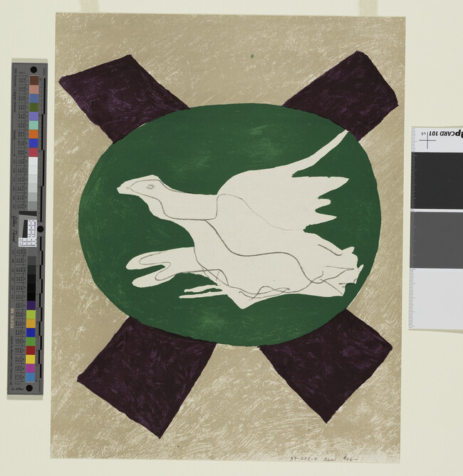 Alternate image #1 of Oiseau sur fond de X (Bird on Green Ground with X)